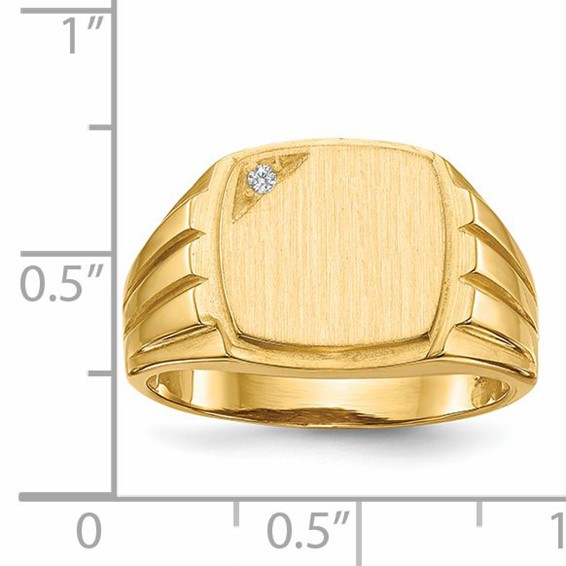 Gold Polished Diamond Signet Ring