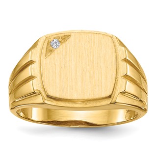Gold Polished Diamond Signet Ring