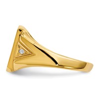 14K Yellow Gold.02ct VS Diamond 11.0x 12.0mm Cushion Open Back Mens Signet Ring view 3