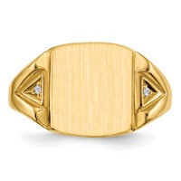 14K Yellow Gold.02ct VS Diamond 11.0x 12.0mm Cushion Open Back Mens Signet Ring view 4