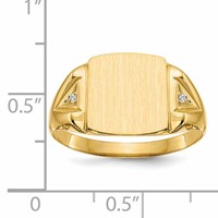 14K Yellow Gold.02ct VS Diamond 11.0x 12.0mm Cushion Open Back Mens Signet Ring view 5