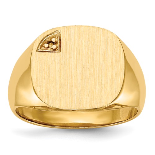 14k 15.0x15.0mm Closed Back Diamond Mens Signet Ring Mounting