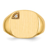 14K Yellow Gold 0.50 Point VS Diamond 15.0x 15.0mm Cushion Closed Back Mens Signet Ring view 4
