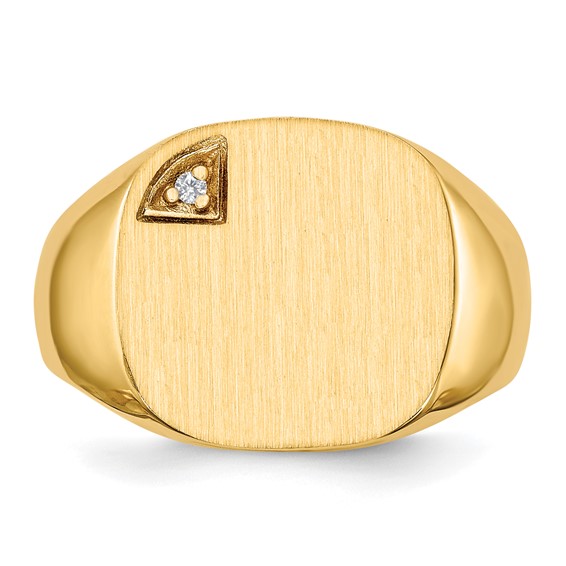 Gold Polished Diamond Signet Ring