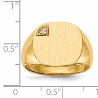 14K Yellow Gold 0.50 Point VS Diamond 15.0x 15.0mm Cushion Closed Back Mens Signet Ring view 5