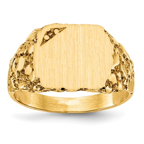 14k 11.5x10.0mm Diamond Closed Back Signet Ring Mounting