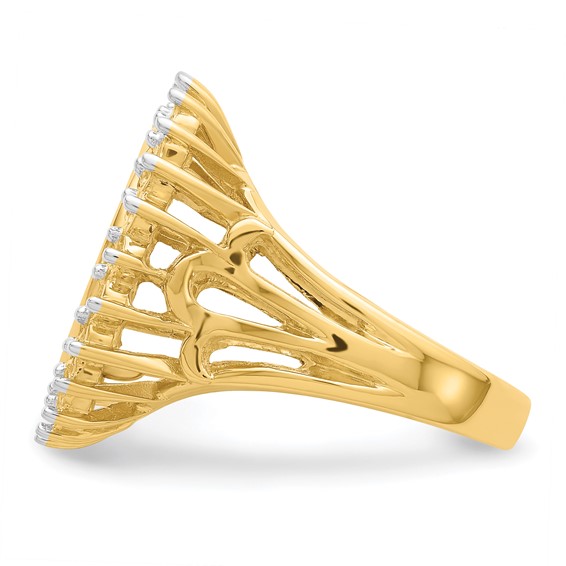 14ky Rhodium Ladies' Wire Diamond Coin Bezel Ring Mounting            