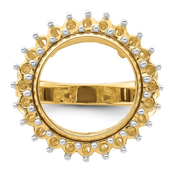 14ky Rhodium Ladies' Wire Diamond Coin Bezel Ring Mounting            