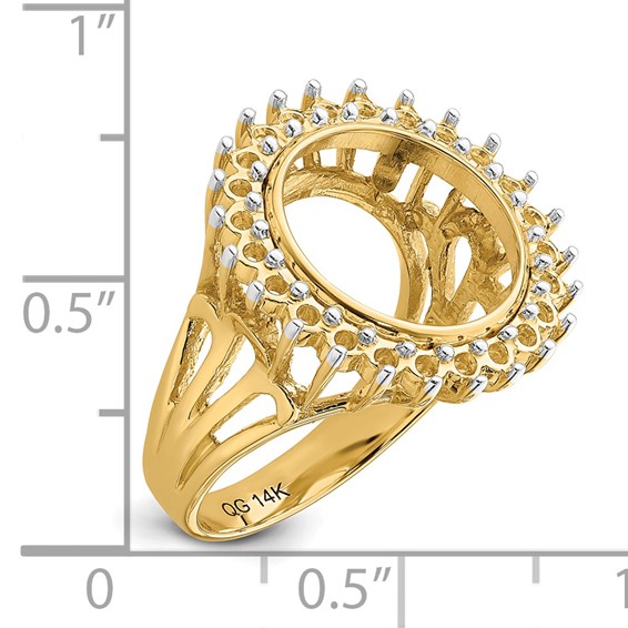 14ky Rhodium Ladies' Wire Diamond Coin Bezel Ring Mounting            