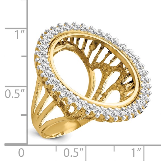 14ky Rhodium Ladies' Wire Diamond Coin Bezel Ring                  