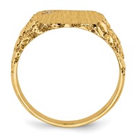10K 10.0x11.5mm Rectangle Nugget AA Diamond Closed Back Signet Ring view 2