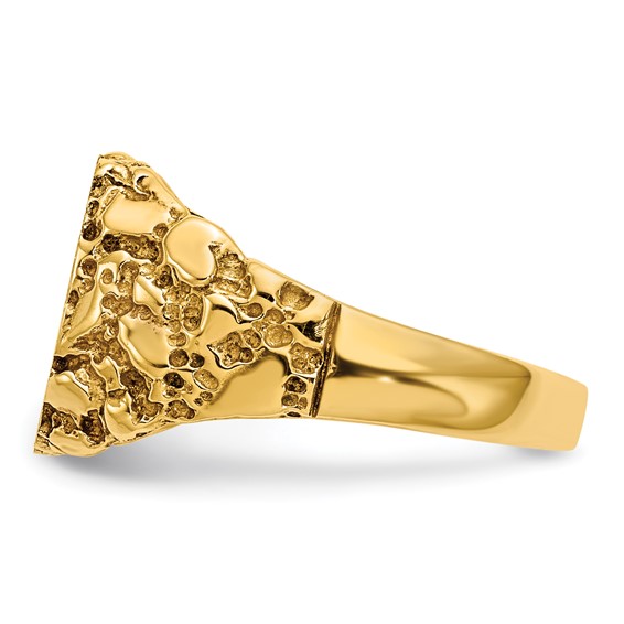 Gold Polished Diamond Nugget Signet Ring
