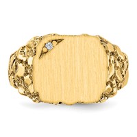 10K 10.0x11.5mm Rectangle Nugget AA Diamond Closed Back Signet Ring view 4