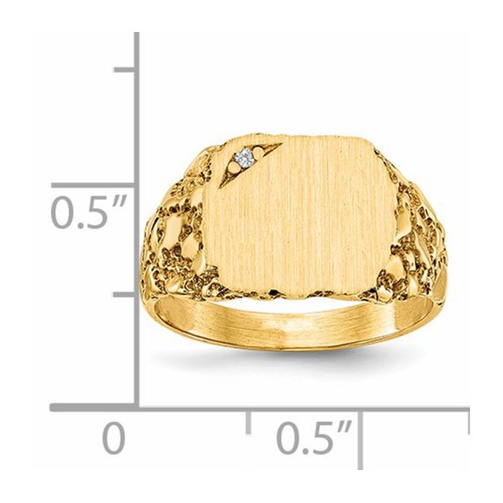 Gold Polished Diamond Nugget Signet Ring