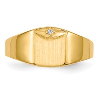 14K Yellow Gold 0.50 Point AA Diamond 7.0x 8.0mm Square Closed Back Signet Ring view 4