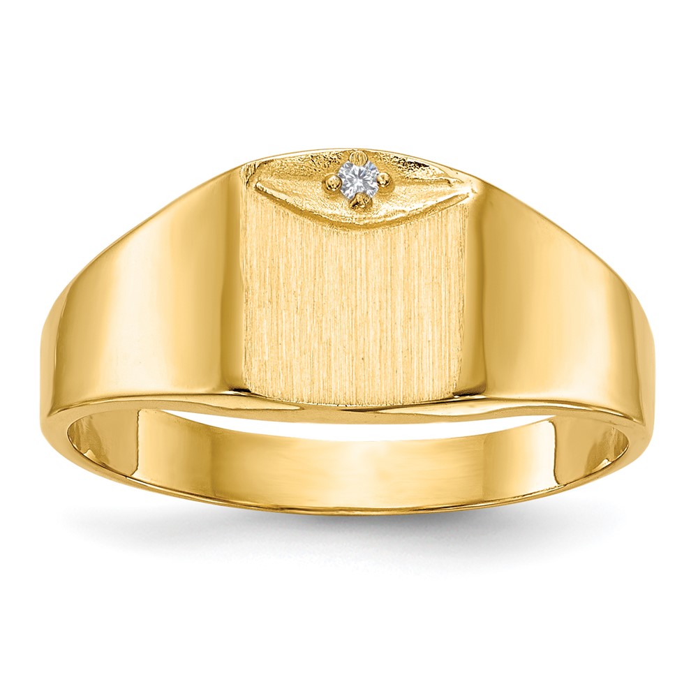 14K Yellow Gold 0.50 Point AA Diamond 7.0x 8.0mm Square Closed Back Signet Ring