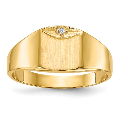 14K Yellow Gold 0.50 Point AA Diamond 7.0x 8.0mm Square Closed Back Signet Ring