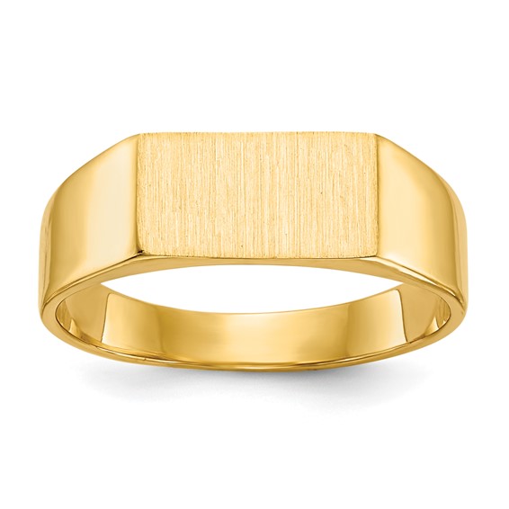 Gold Polished Rectangle Closed Back Signet Ring