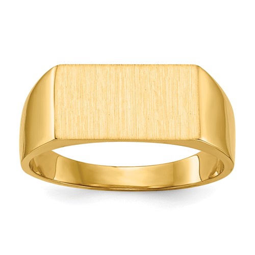 14K Yellow Gold 13.0x 7.0mm Rectangle Closed Back Signet Ring