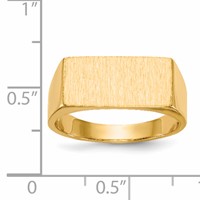 14K 16.5x8.0mm Rectangle Closed Back Mens Signet Ring view 5