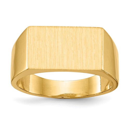 14K Yellow Gold 15.0x 9.0mm Rectangle Closed Back Mens Signet Ring