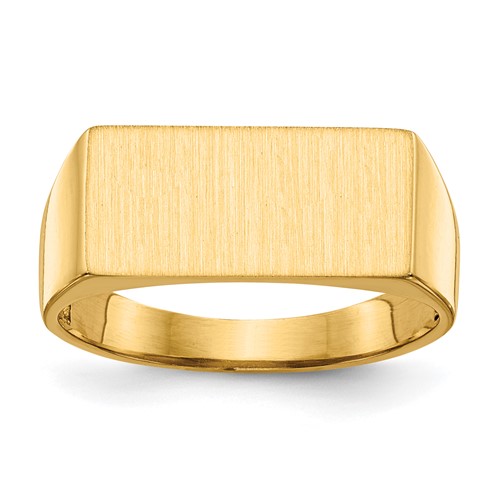 10K Yellow Gold 8.0x 16.5mm Rectangle Open Back Mens Signet Ring