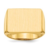 14K Yellow Gold 19.5x14.5mm Rectangle Open Back Mens Signet Ring view 1