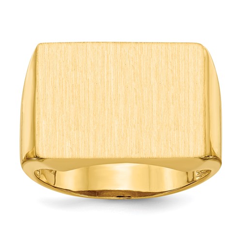 14K Yellow Gold 19.5x 14.5mm Rectangle Open Back Mens Signet Ring