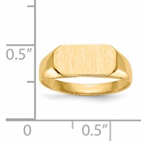 14K Yellow Gold 12.0x 6.5mm Rectangle Closed Back Signet Ring view 5