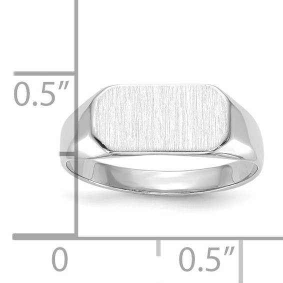 14k White 6.5x12.0mm Closed Back Children's Signet Ring