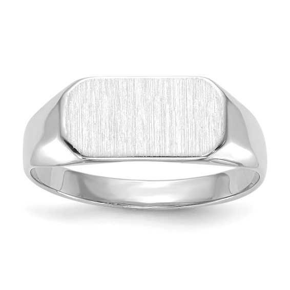 14k White 6.5x12.0mm Closed Back Children's Signet Ring