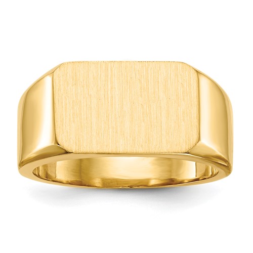 10K Yellow Gold 10.0x 15.0mm Rectangle Closed Back Mens Signet Ring