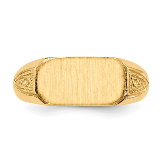 14k 12.5x6.0mm Oval Closed Back Signet Ring