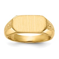 14K Yellow Gold 12.5x 6.0mm Oval Closed Back Signet Ring view 1