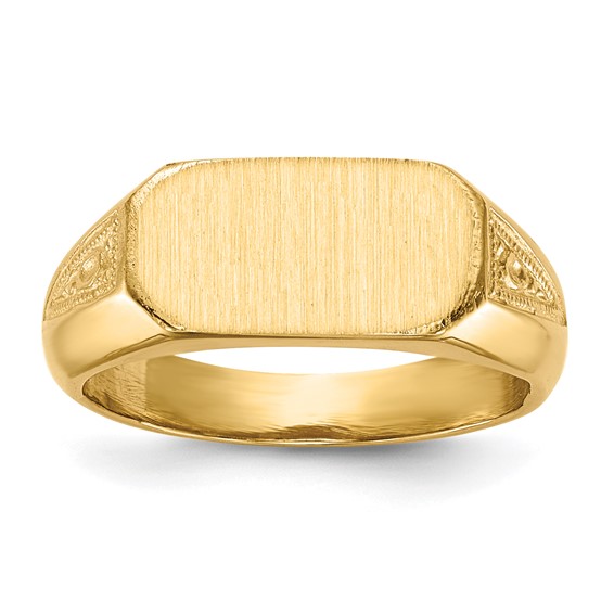 14k 12.5x6.0mm Oval Closed Back Signet Ring