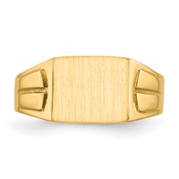 14K Yellow Gold 9.0x 7.5mm Rectangular Closed Back Signet Ring view 4