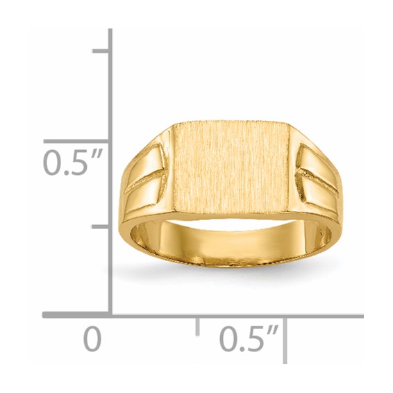 14k 9.0x7.5mm Rectangular Closed Back Signet Ring