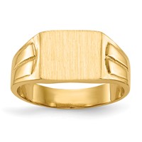14K Yellow Gold 9.0x 7.5mm Rectangular Closed Back Signet Ring view 1