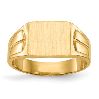 14k 9.0x7.5mm Rectangular Closed Back Signet Ring