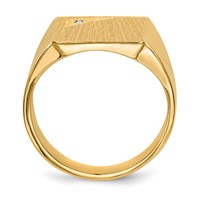 14K Yellow Gold .02ct a Diamond 13.0x14.0mm Square Closed Back Mens Signet Ring view 2
