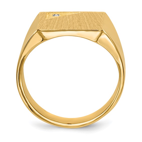 Gold Polished Diamond Signet Ring