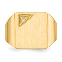 14K Yellow Gold .02ct a Diamond 13.0x14.0mm Square Closed Back Mens Signet Ring view 4