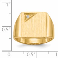 14K Yellow Gold .02ct a Diamond 13.0x14.0mm Square Closed Back Mens Signet Ring view 5