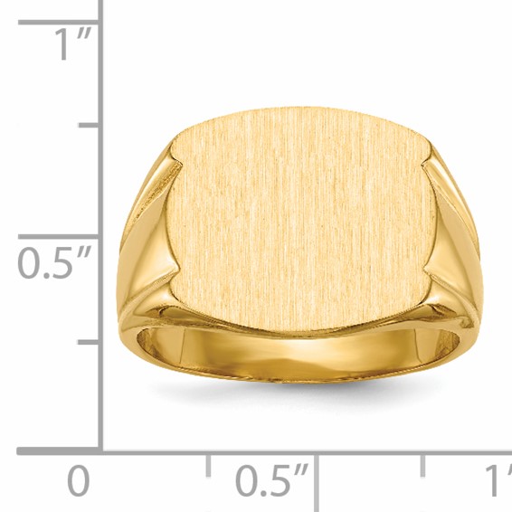 14k 16.5x15.0mm Closed Back Mens Signet Ring