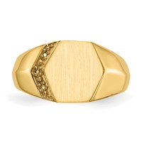 14K Yellow Gold Holds 3-1.0mm Diamonds 11.5x 11.5mm Hexagon Open Back Mens Signet Ring Mounting view 4
