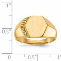 14K Yellow Gold Holds 3-1.0mm Diamonds 11.5x 11.5mm Hexagon Open Back Mens Signet Ring Mounting view 5