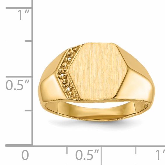 14k Holds 3-1.0mm Diamonds 11.5x11.5mm Hexagon Open Back Mens Signet Ring Mounting