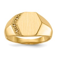 14K Yellow Gold Holds 3-1.0mm Diamonds 11.5x 11.5mm Hexagon Open Back Mens Signet Ring Mounting view 1