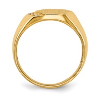 14K Yellow Gold.01ct VS Diamond 11.5x 11.5mm Hexagon Open Back Mens Signet Ring view 2