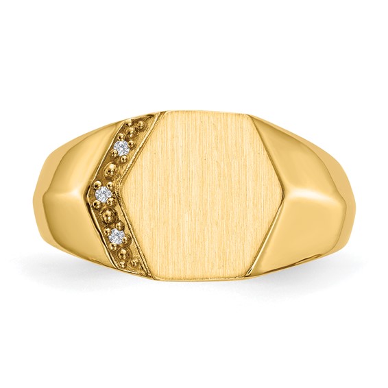 Gold Polished Diamond Signet Ring